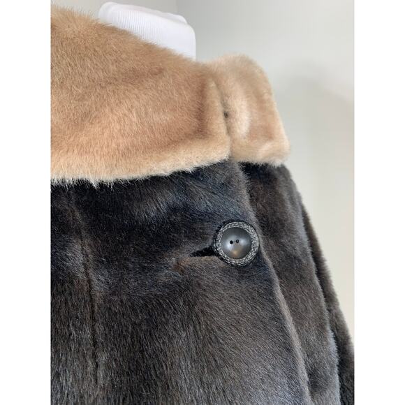 Vintage 50s 60s Coat Faux Fur MidCentury Rockabilly Mod Pinup Punk Retro Winter - Picture 6 of 10
